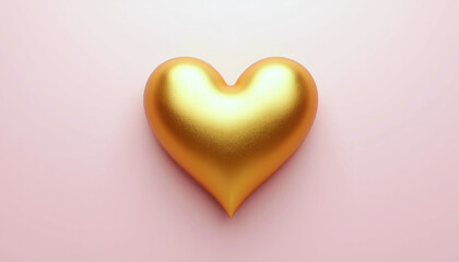 Fototapeta premium Gold foil effect heart background, soft pastel background with a gold metallic heart in the center, creating an elegant and luxurious feel