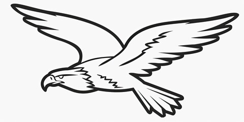 Obraz premium Drawing of an eagle soaring in the sky, isolated on a white background