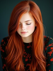 Fototapeta premium portrait of a young attractive Russian woman in a studio on a dark background