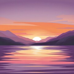 Serene Sunset Over Mountain Lake