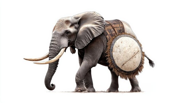 Majestic elephant adorned with traditional ornamentation, showcasing strength and grace against a clean background.