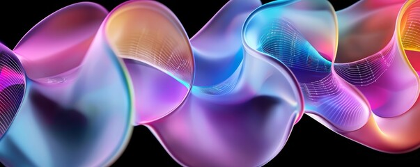 Quantum Finance Visualization, A concept of quantum computing with overlapping data graphs and quantum wave effects.