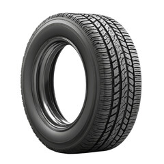 Single Car Tire Isolated on Green Background