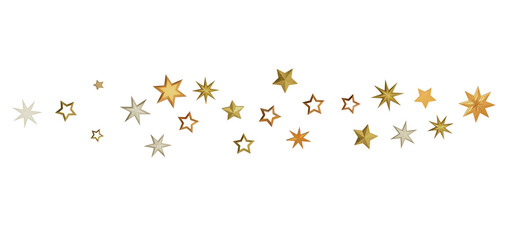 A black background with golden stars scattered across the image.