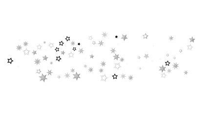 Obraz premium Abstract image of scattered silver stars on a black background. The stars are of different sizes and sparkle, creating a dreamy and magical atmosphere.