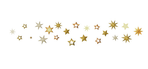 Golden stars of varying sizes on a black background.