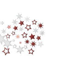A cluster of red and white stars on a black background creating a dynamic and festive design