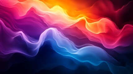Fototapeta premium Abstract colorful wavy background with a gradient of pink, blue, yellow, and orange colors.