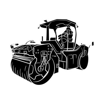 black road roller compacting asphalt clip art preview