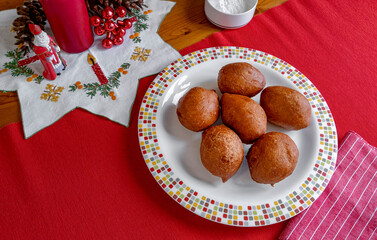 Olie Bollen table donut doughnut plate red Santa Klaus family living room Netherlands food Christmas New Year