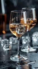 Elegant Wine Glasses with Ice on Table - Perfect for Party Invitations and Drink Menus