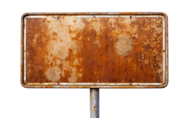 old rusty road sign board  isolated on transparent background