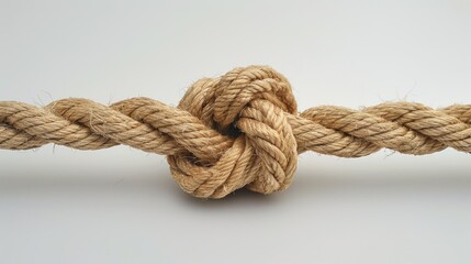 Close-up of a knotted rope isolated on a white background.