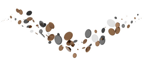  Colorful assorted confetti with serpentine on white