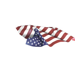 Waving American Flag Isolated on White