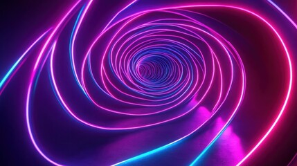 Abstract Neon Spiral Tunnel