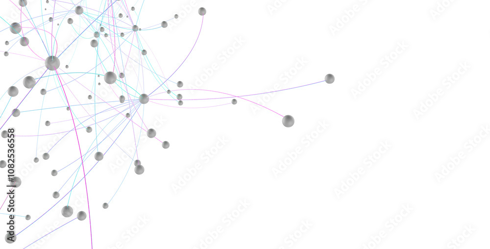 Poster Abstract plexus blue geometry background. Digital technology network connection concept. 3D rendered illustration