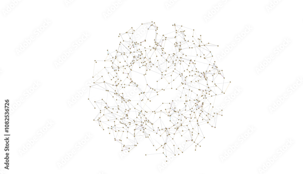 Poster abstract lines with dots over dark background.