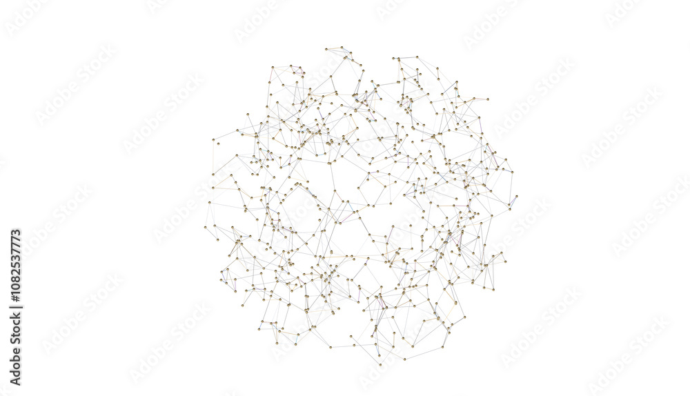Poster abstract lines with dots over dark background.
