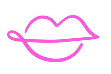 Lips Mouth One Line Drawing Abstract Kiss Shape