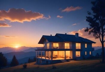 3d Peaceful and Beautiful Home isolated on with different colour of background