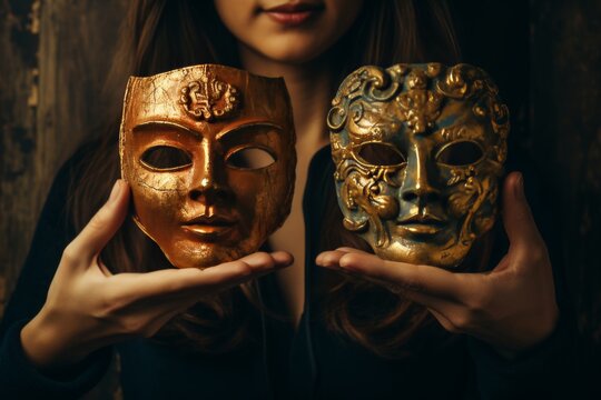Exploring the duality of emotions and deception through two masks  one happy, one sad