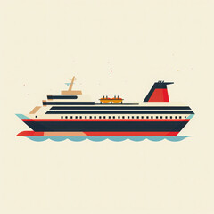 Obraz premium Cruise Ship Icon with Typographic Design.