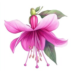 Naklejka premium Hand-painted Fuchsia Blossom Branch Design for Wedding Invitation