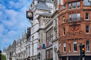 Fototapeta premium Ornate Victorian gothic architecture of the Royal Courts of Justice in London