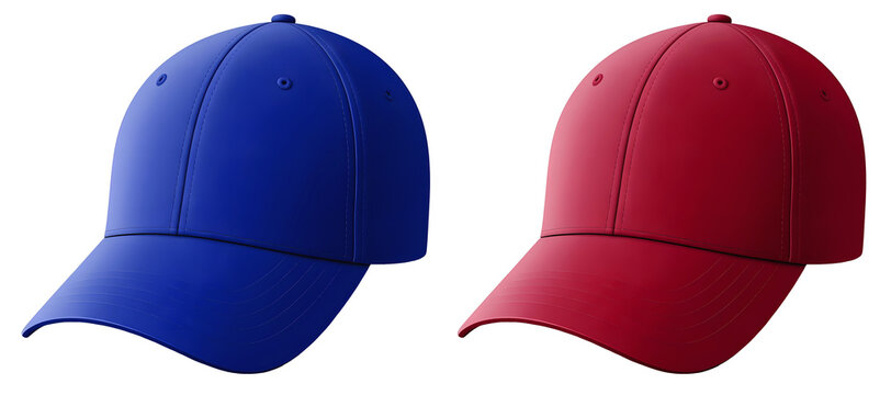 A baseball cap set blue and red on a transparent background