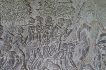 Gravure représentant de la torture - Angkor Wat