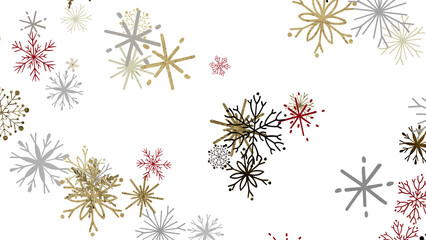 Snowflake Whirlwind: Exquisite 3D Illustration of Descending Christmas Snowflakes in Motion