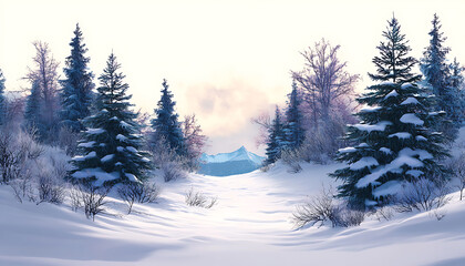 Naklejka premium Snow winter landscape tree outdoors nature.