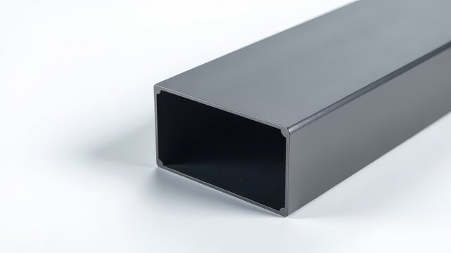 Steel rectangular hollow profile lies on white background