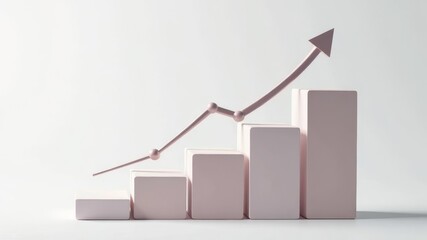 a graph line rising through simple blocks, symbolizing steady growth and progress of a business.