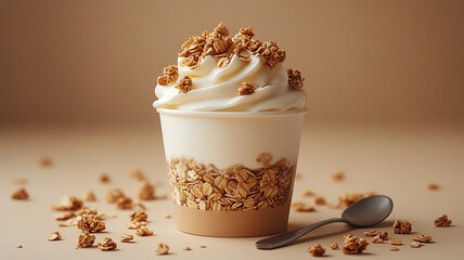 Yogurt on Solid Background