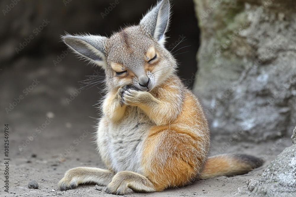 Poster Cute Patagonian Mara Cleaning