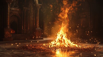 Fiery Inferno in a Gilded Hall