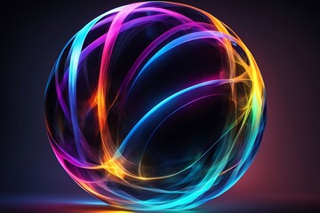 3d render of abstract art with surreal party festive flying 3d glass ball toy in wavy curve lines in super intensive vibrant rainbow tropical bright color on isolated white background
