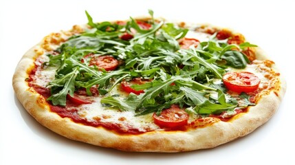 Fresh Vegetable Pizza with Arugula and Tomato Toppings