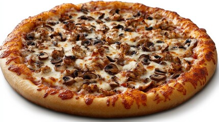 Delicious Pizza with Sausage and Mushrooms on a Rustic Crust