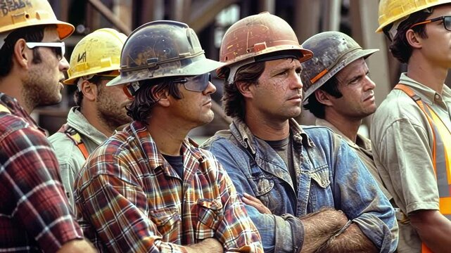 The supervisors listening intently as the workers discuss timelines and project progress.