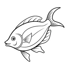 halibut fish design, labeled line art vector silhouette illustration.