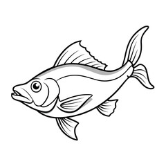 halibut fish design, labeled line art vector silhouette illustration.