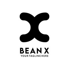 X bean logo. Combination of bean and letter X logo