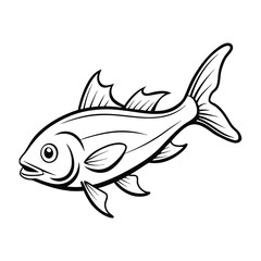 halibut fish design, labeled line art vector silhouette illustration.