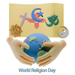 Alluring 3D renders of World Religion Day with New Mexico Flags