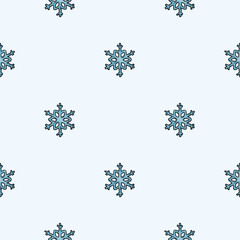 Bright winter seamless pattern with snowflakes. Endless New Year and Christmas background. Design for decoration, wrapping paper, print