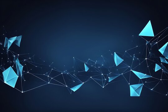 Abstract polygonal space with dots and lines. Connection science background. Triangular business wallpaper. 3d rendering.