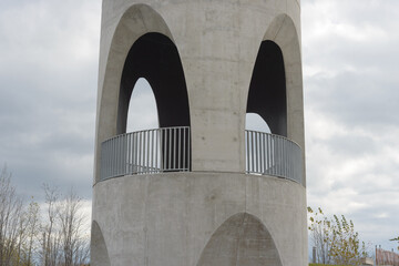 Naklejka premium concrete watchtower structure at Leslie Lookout Park located at 12 A Leslie Street near the downtown Port Area in Toronto, Canada